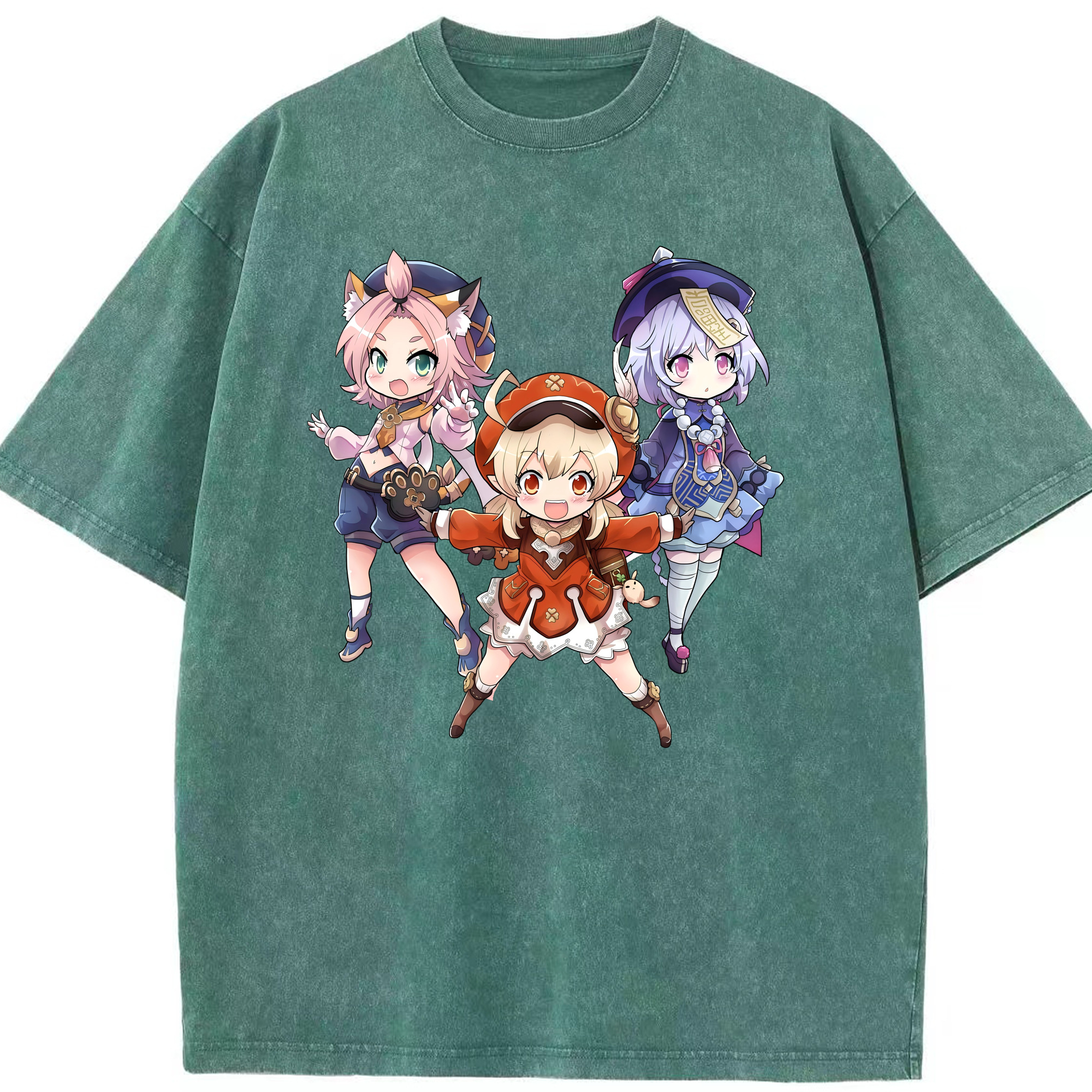げんし神 七七 なな  genshin Nana 綿100% ヴィンテージ風 半袖Tシャツ（フロントプリント）